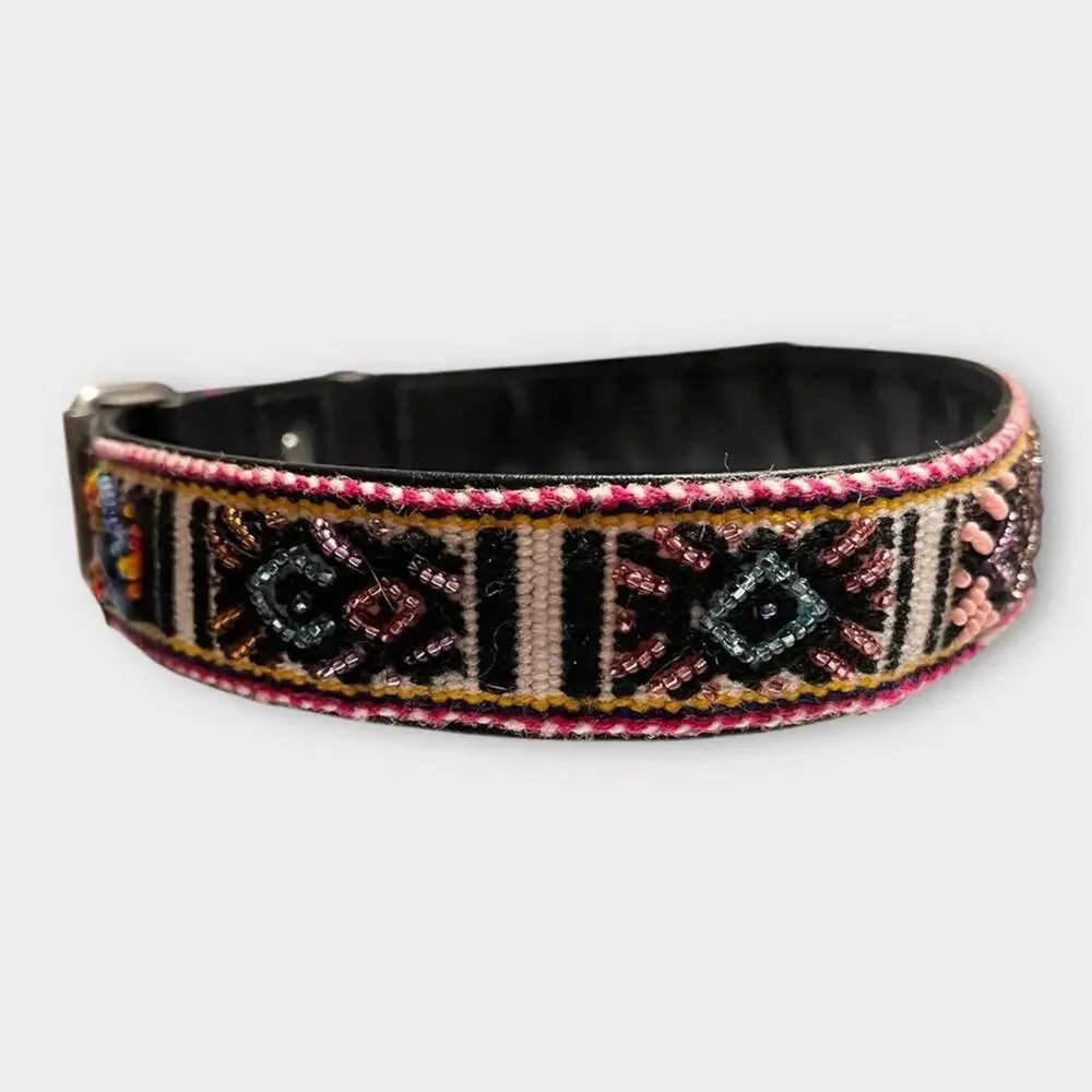 NWT FEROZ Beaded Dog Collar Leash Set L XL Boho Artisan Handmade